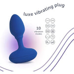 Luxe Vibrating Plug With Remote, 10 Vibration Settings, Made Of Body-Safe Silicone For Comfort, Fully Waterproof, And Rechargeable