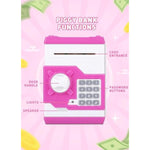 Piggy Bank For Girls Boys Large Electronic Money Coin Banks With Password Protection, Automatic Paper Money Scroll Saving Box, Great Gift For Kids (Pink-White)
