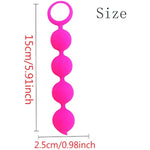 Silicone Anal Butt Beads Chain Plug, Four Ball Anal Chain Link With Safe O Pull Ring Anal Adult Sex Toy Anal Beads Chain Anal Dilator Silicone Flexible Anal Chain Butt Plug For Men Women(Rose Red)