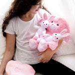 Easter Gifts For Kids, Stuffed Bunny Toy 5 Pcs - Mommy Stuffed Rabbit, 2 Baby Bunnies And Furry Bag. Soft Easter Bunny Plush Gift For Kids 3-5