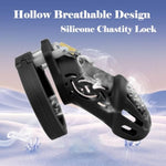 Male Silicone Chastiy Cock Cage, Lightweight Large Chastity Device For Male Penis Exercise With 5 Active Size Rings & 3 Key, Bondage Gear & Accessories Sex Toys For Men Female Adult Toy