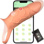 Vibrating Penis Sleeve Cock Ring, All Liquid Silicone Soft Couples Adult Sex Toys For Men Women, App Penis Extender Vibrator Girth Sleeve For Penis Testicles G Spot, Male Couple Sex Toy