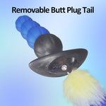 Butt Plug Tail,6.3in Anal Beads with 11.8in Removable Furry Tail,Anal Plug Tail Sex Toys for Women Men Cosplay
