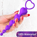 Anal Beads, Cute Silicone Flexible Butt Plug Anal Chain With 6 Gradual Balls And Pull Loop Prostate Massager G-Spot Stimulator Anal Training Sex Toy For Beginner 7.28 Inch, Purple
