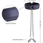 Bdsm Collar Nipple Clamps Bondage - Soft Leather Bondage Collar And Adjustable Comfort Nipple Clamps & Metal Rivet Reinforcement Set For Men, Women, Couples Bedroom Bondage Sex Toys