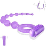 Vibrating Anal Beads Penis Ring Butt Plug With Cock Ring Sex Toys For Couple Pleasure, 10 Vibration Modes Prostate Massager Graduated Design Flexible Bullet G Spot Stimulator Vibrator For Beginners