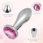 Small Anal Plug Adult Sex Toy - Jewel Small Butt Plug Stainless Sex Anal Toy - G Spot Anal Sex Adult Toy For Beginner Adult Women And Men Couple (Pink)