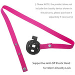 Adjustable Anti-Slip Chastity Cage Strap With Scrotum Cock Rings - Secure Support Belt For Male Chastity Devices, Men'S Sexy Underwear Penis Cage Accessories, Belt + Rings Set (Hot Pink)