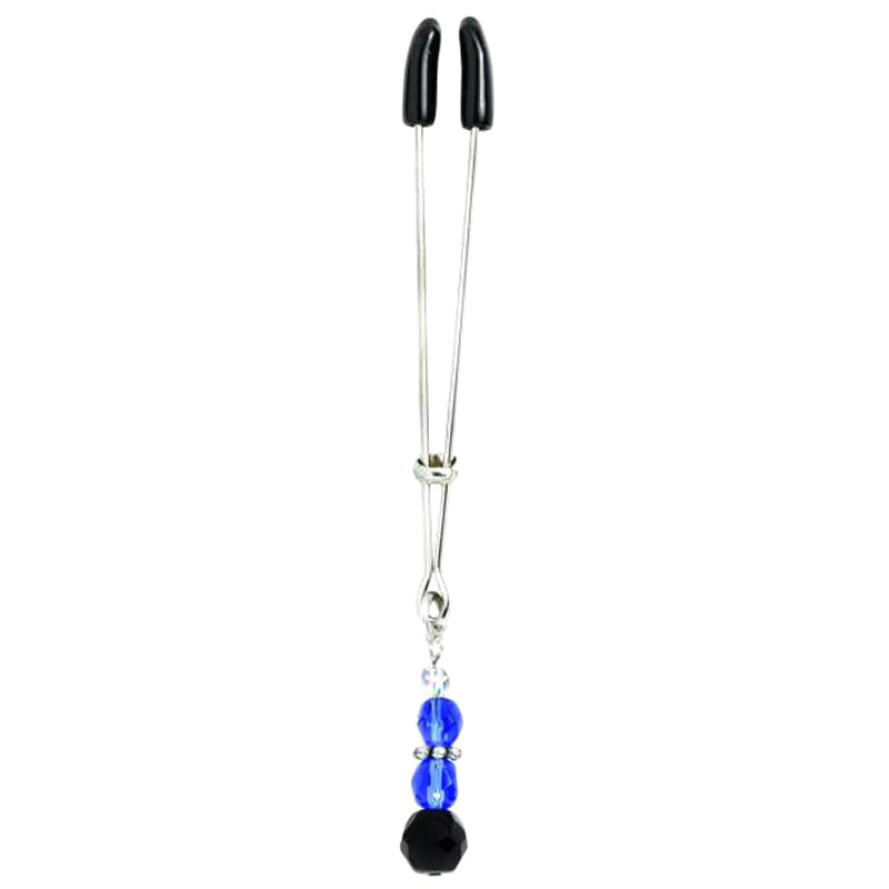 Beaded Clit Clamp With Tweezer Tip, Blue