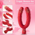Double Dildo Lesbian Sex Toys 3 In 1 Realistic Dildo For 10 Vibrating Modes, Adult Sex Toy For Stimulation With G Spot Anal Prostate Strapless Realistic Silicone Massager For Men Women Games