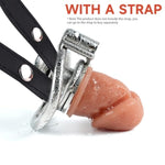 Flat Chastity Cage With Penis Dildo Small Inverted Adult Sissy Cock Cages Metal Chastity Lock Negative Sm Bondage Device Sex Toys For Men And Couple (401-Flesh Color-S-55Mm)