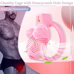 Sissy Cock Cage With Boob Style, Beehive Breathable Design, Inline Chastity Cage With 6 Different Size Flat Rings, Chastity Lock Sex Toy Sm Bondage Extreme For Men (Black,M)