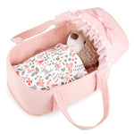 Baby Doll Bassinet, Doll Carrier Doll Carry Cot Set With Canopy And Pillow Blanket For 9 10 11 12 Inch Dolls Stuffed Animals - Pink