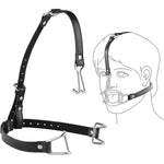 Open Mouth Gag Restraint Leather Head Harness Nose Hook With Metal Mouth Enlargement Ring Bondage Mouth Gags Set Slave Toys For Couples