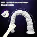 17.7 Inch White Monster Dildo, Skull Silicone Tentacle Dildos With Suction Cup, Huge Fantasy Dildo For Deep Stretching & Anal Training, Soft Butt Plug For Men & Women