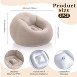 Inflatable Bean Bag Chairs Outdoor Blow Up Camping Chairs Inflatable Lazy Sofa Folding Portable Bean Bag Loungers Couch For Movie Night(Coffee,2 Pcs)