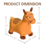 Brown Hopping Horse Toy, Removable Inflatable Plush Bouncy Horse For Toddlers, Outdoor Ride On Bouncy Farm Animals, Birthday Gift For 18 Months 2 3 4 Year Old Boy Or Girl