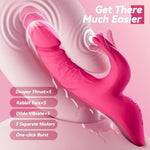 Thrusting Dildo Vibrator Adult Sex Toys For Women - 5In1 App Control Adult Toys With 5 Thrust Dildos & Flapping Bunny & One-Click Burst, Clitoral Vibrators Rose Sex Toy Sexual Pleasure Tools For Wome