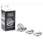 2 Silent Lock Stainless Steel Chastity Cages With 1Way Belts, 40Mm, 45Mm And 50Mm Size Rings
