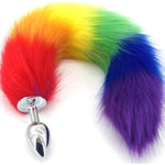 Anal Plug Rainbow Fox Tail 13.38-Inch-Long Sexual Anus Tail Butt Plug Cosplay Game Sex Toy For Women Men