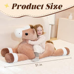 51" Giant Horse Stuffed Animals, Large Stuffed Horse Plush Pillow 4.2Ft, Soft Large Stuffed Pony, Cute Farm Animals Plush Toys, Gifts For Kids Boys Girls On Birthday Children'S Day Christmas