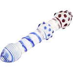 Double-Ended Dildo Glass Anal Dildo G-Spot Prostate Massage Butt Plug Masturbation Sex Toys Crystal Pleasure Wand 3D Swirl Texture Mushroom Tip Particles Penis Dong For Men Women And Couples