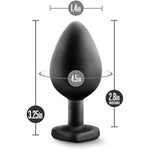 Temptasia Bling Anal Plug - Platinum Cured Puria Silicone - Heart Shaped Butt Toy With Gem Base - Tapered Head For Easy Insertion And Ultrasilk - Comfortable For Long Term Wear - Black