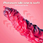 Unisex Dildo, Platinum Silicone Adult Toy, with Strong Suction Cup, Textured Design, Suitable for G-spot Stimulation and Anal Sex, Waterproof, red.