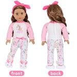 6 Pcs 18 Inch Doll Clothes Accessories Homewear Set - Headpiece Neck Pillow Top Pants Bunny Bunny Home Shoes (No Doll)