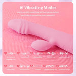 Thrusting Rabbit Vibrator Sex Toys, Adult Sex Toy For Women G Spot Vibrator With 10 Vibration Modes, Silicone Double-Ended Rabbit Vibrators Dildo For Women Couple(Pink)