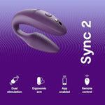 Sync 2 Couples Vibrator | Wearable Remote Control Vibrating Adult Sex Toy | App Controlled G Spot & Clitoral Stimulator | Dual Stimulation with 10 Speeds | Waterproof & Rechargeable | Purple