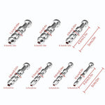 7Pcs Male 2" Short Urethral Plug Hollow Catheter Cascading Beaded Stainless Steel Cum Thru Urethra Stretcher Dilator Training Set Glans Stimulation Masturbation Safety Stopper Top