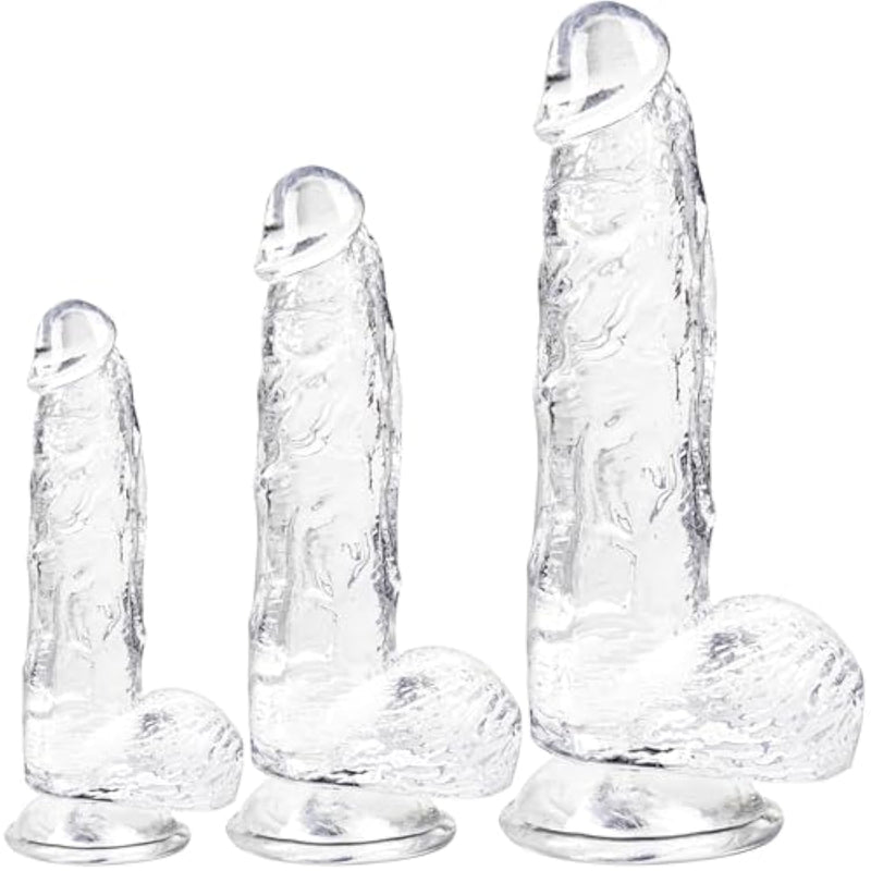 Suction Clear Realistic Dildo Set (Small,Big,Large) 3 Sizes Anal Thin&Big Dildos, G-Spot Sex Toys For Women, Vaginal & Anal Pleasure For Beginners, Advanced Users, Men, Women, And Couples