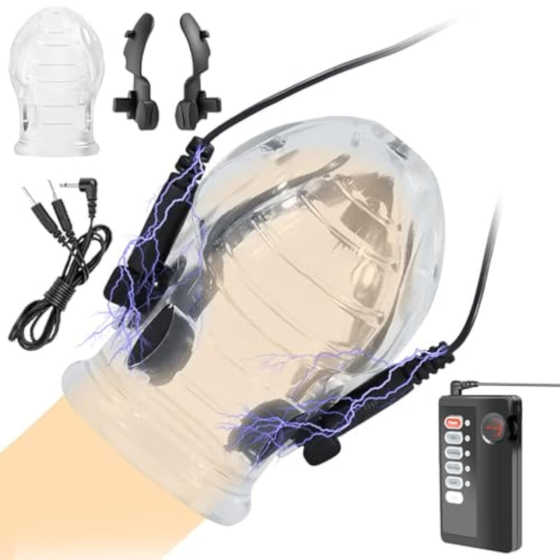 Electric Shock Chastity Cage, Men Electric Shock Penis Trainer, Cock Cage Rechargeable Remote Vibration Penis Ring For Male Long-Lasting Endurance Sex Toys