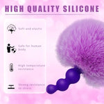 Rabbit Tail Anal Plug,Silicone Butt Plug,Anal Sex Toys For Men,Women And Beginners,Plug Anal For Couples,Butt Plugs For Cospaly (Three Beads)