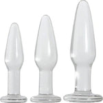 Glass Anal Plugs, Set Of 3 | Hypoallergenic, Non-Porous Butt Plugs Made From Durable Tempered Borosilicate Glass Clear