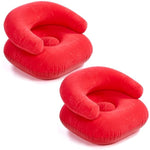 2 Pcs Inflatable Lounge Chair Deck Chair Lazy Sofa, Blow Up, Folding, Portable Couch For Home, Office Balcony, Floor Seating (Red)