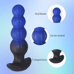 6.3" Silicone Anal Beads,Blue Black Butt Plug with Knot T-Base,Knot Dildo Anal Plug Sex Toys for Women Men Couples