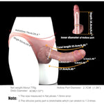 8.86" Long Hollow Dildo Male Enlarge Girth Penis Sleeve Pants,Silicone Extender Length Reusable Men Condom Pump,Adult Transgender Crossdresser Sex Toy Cloth