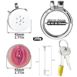 Male Chastity Cage, Mimic Female Pussy Male Chastity Device Small Cock Cage, Metal Chastity Belt Adult Sex Toys For Men (45Mm Ring)