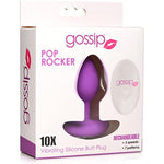 Gossip 10X Pop Rocker Anal Plug Vibrator With Remote Control. Premium Silicone Vibrating Butt Plug Anal Sex Toy For Men, Women And Adult Couples. Purple, Battery For Remote Included