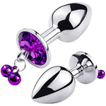 Anal Plug Trainer Kit, 3 Pcs Metal Anal Butt Plugs, Jewelry Anal Trainer Sex Toys With Bell And Traction Chain For Beginners Advanced Users (Deep Purple)