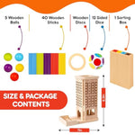 Montessori 3-In-1 Wooden Balance Tower Toy With Sticks, Rings & Balls – Educational Math Game For Kids Ages 3 4 5 6, Improves Fine Motor Skills, Coordination & Focus, Fun For Boys & Girls