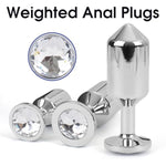 3Pcs Premium Metal Weighted Anal Plugs With Luxury Jewel, Anal Training Kit Sex Toy For Men Women Couples