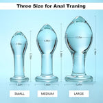 3 Pcs Glass Butt Plug Training Kit for Beginners (Clear)