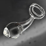 Glass Butt Plug With Pull Loop Anal Plug Prostate Massager With Long Neck And Tapered Head Fetish Anal Dilator Masturbation Sex Toy For Men Women, 4.84 X 1.33 Inch Transparent