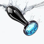 Sex Toys Anal Butt Plug, 3Pcs Adlut Toys Safety Metal Butt Plug Sexy Toy With Crystal Diamond Anal Toy For Men Women Anal Trainer Beginner (Blue)