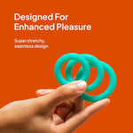 Hello Silicone Penis Rings - Comfortable, Soft & Stretchable Cock Rings For Men - Includes 3 Different C-Ring Sizes For Him - Versatile Adult Sex Toy For Solo Or Partner Play