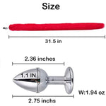 Butt Plug Fox Tail Cosplay Anal Plug Anal Butt Plug Adult Sex Toys For Beginner Women Men Couple (31" Red)