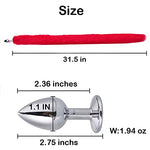 Ooiixx Sexy Fox Tail Cosplay Anal Plug Anal Butt Plug Adult Sex Toys for Women Men Couple Stainless Steel Anal Plug (31" Red)